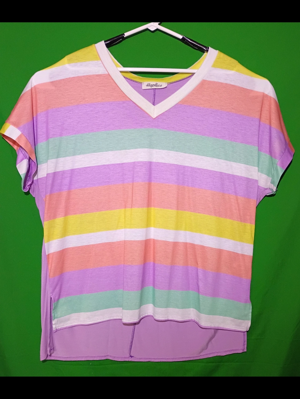 Holly Harper/Haptics Striped Pastel V-Neck Tee - Multicolor XL